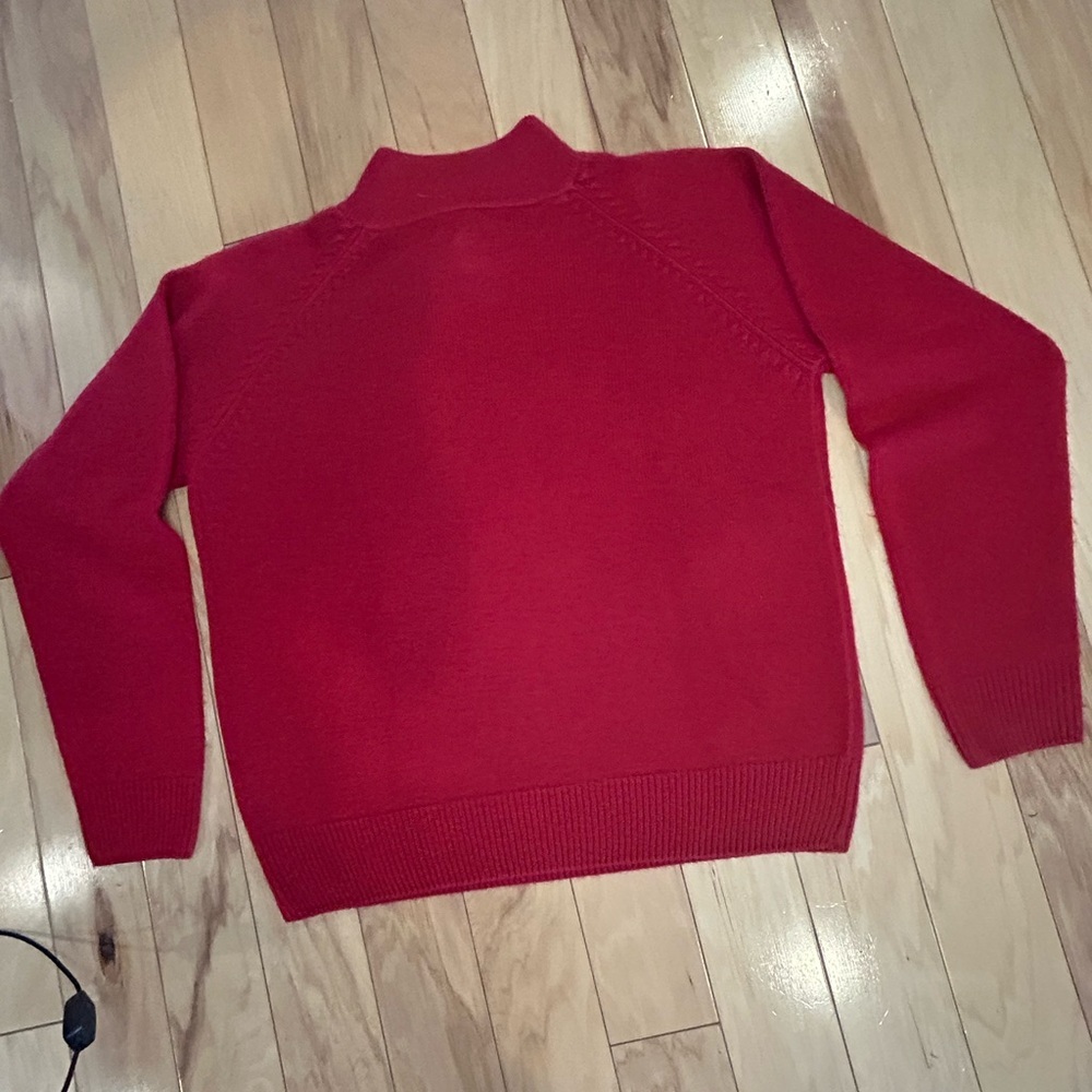 Dressbarn Vibrant Red Knit Sweater w Pearls Vintage Style - Picture 6 of 12